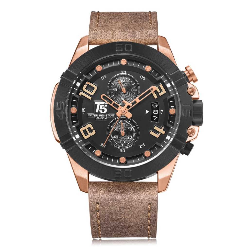 Jam Kulit T5 H3637 ORIGINAL T5 3637 CHRONOGRAPH / JAM TANGAN PRIA KULIT
