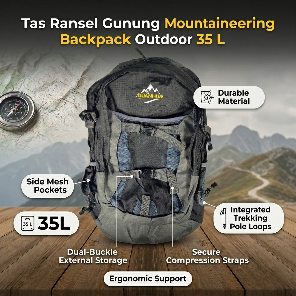 Tas Gunung 35 Liter Guanhua Backpack Outdoor Hiking Camping Tas Ransel Tracking Pria Wanita