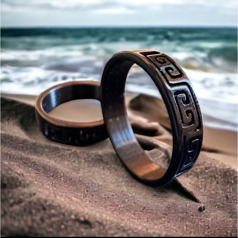 cincin cowok/cewek keren titanium model zigzag