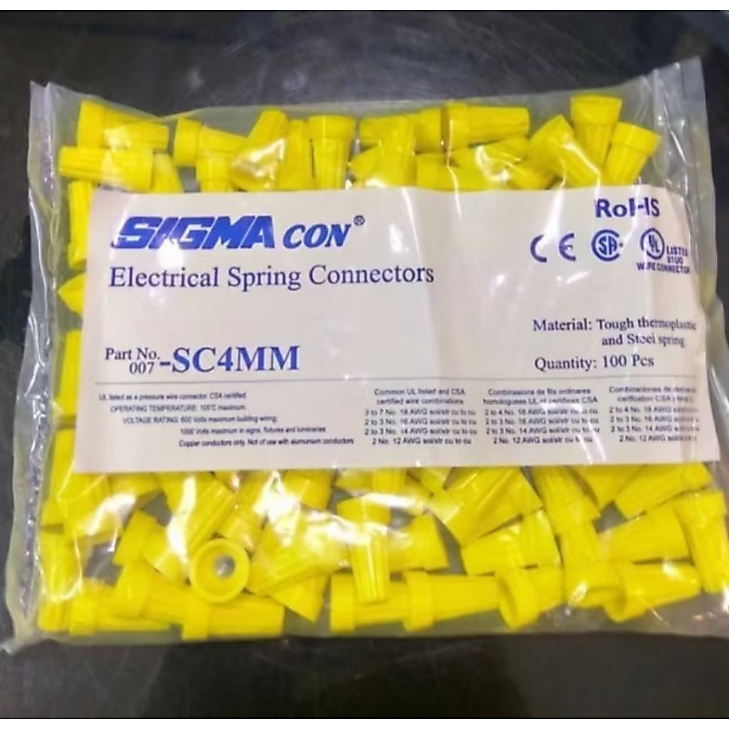 Lasdop Sigma 2.5mm-4mm Kuning Isi 100pcs / Lasdop / Penyambung Kabel