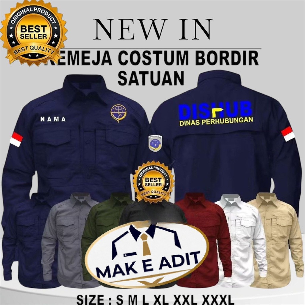 Kemeja Tactical Dishub Full Bordir Baju Seragam Dinas Perhubungan Free Nama All Size XS-XXL