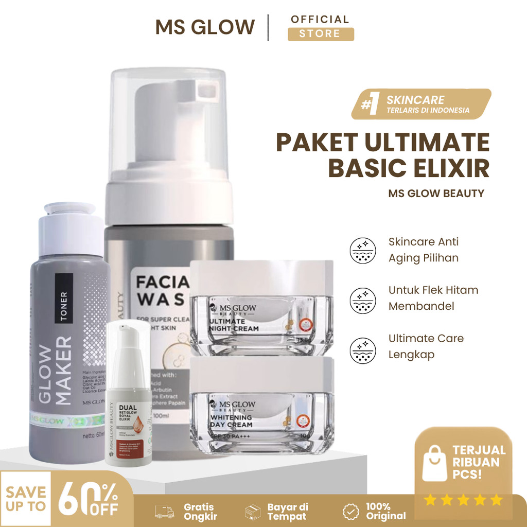 MS Glow Paket Ultimate Skincare Anti Aging dan Flek Hitam Wajah Penuaan Dini 1 Set Lengkap BPOM
