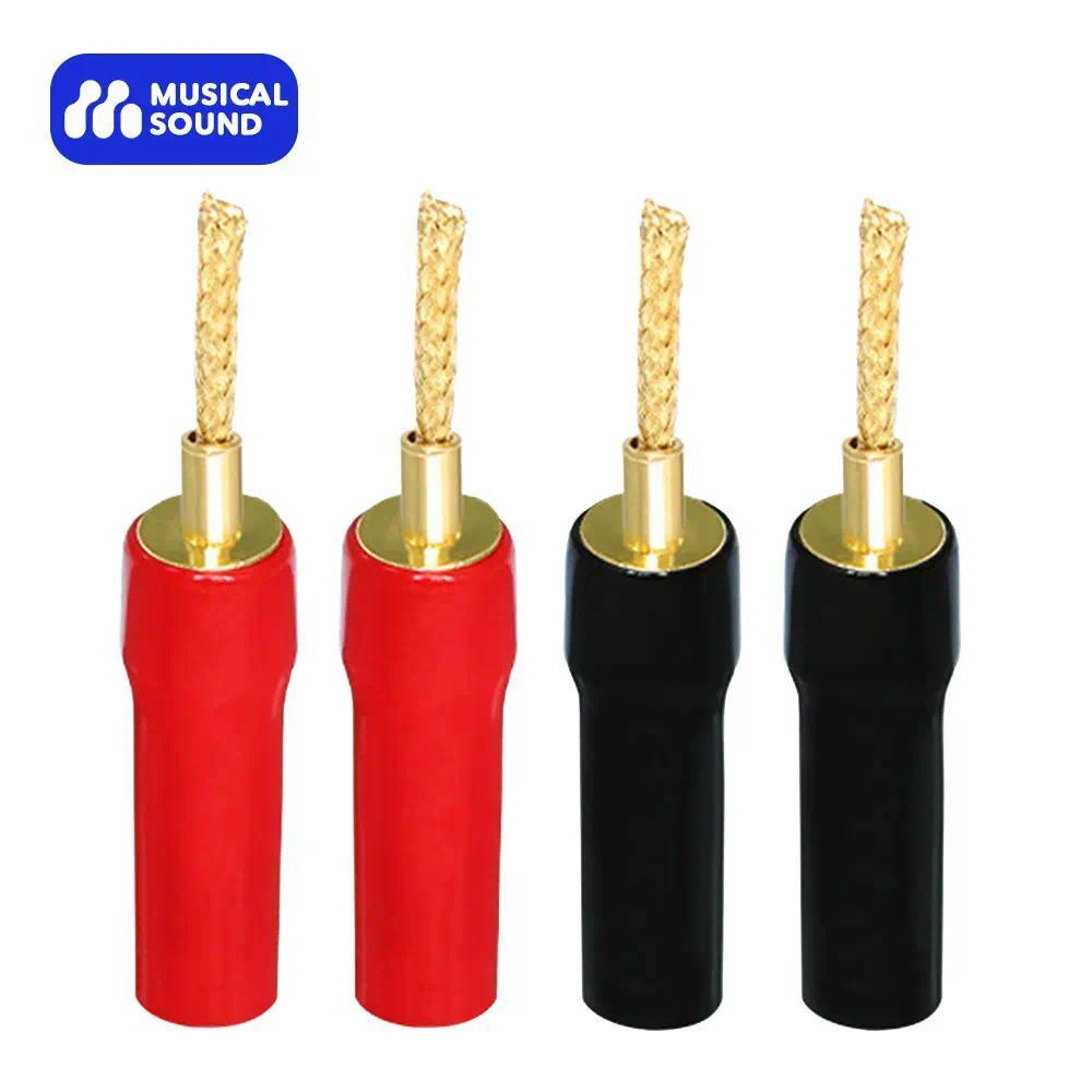 Konektor Speaker Tipe Pin Plug Banana untuk Terminal Speaker, Cangkang Lunak PVC, Pin Berlapis Emas 