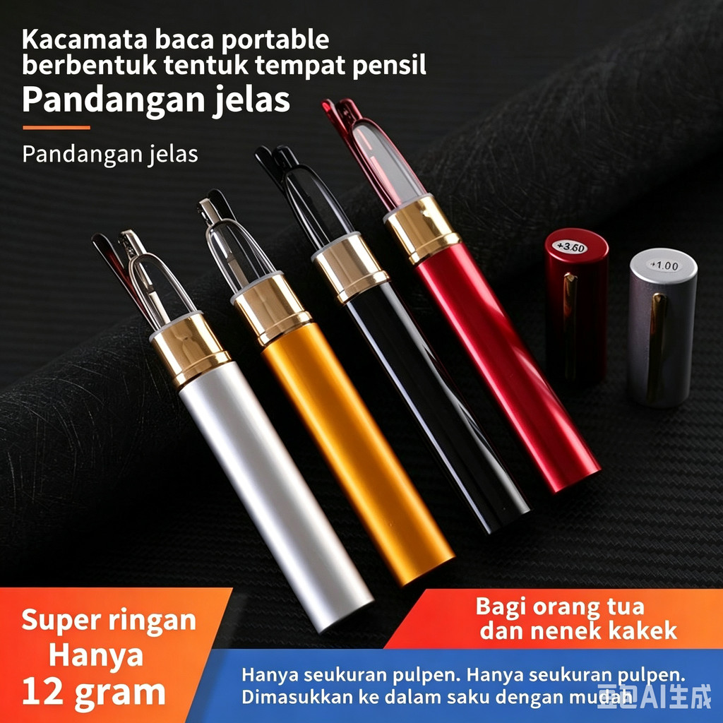 Kacamata Baca Saku Pemegang Pena/Kacamata Bingkai Kecil Mini Baru/Kacamata Portabel Ultra Ringan/
