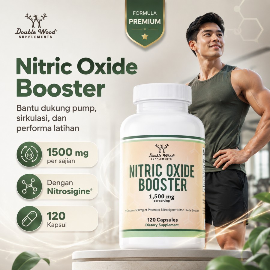 Double Wood Nitric Oxide Booster 120 Kapsul Suplemen Fitness Gym Pump Otot Pre Workout Nitrosigine L