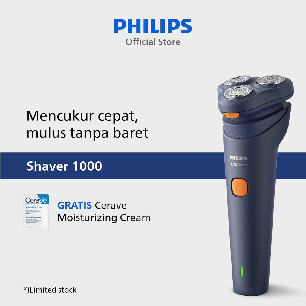 Philips | Shaver 1000 | Alat Cukur Electric Kumis dan Jenggot Pria | Cukur Basah & Kering dengan Cep
