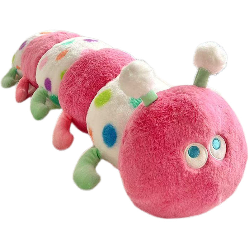 Bantal Ulat Polka Dot Kartun, Mainan Boneka Panjang Berbulu, Hadiah untuk Wanita