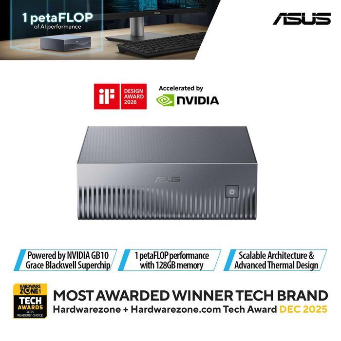 ASUS Ascent GX10 - GB101TID | Compact Desktop AI Supercomputer, powered by the NVIDIA GB10 Grace Bla