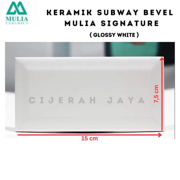 Red KERAMIK SUBWAY BATA BEVEL MULIA SIGNATURE METRO WHITE 10X20 GLOSSY KW1 - PUTIH 7.5X15