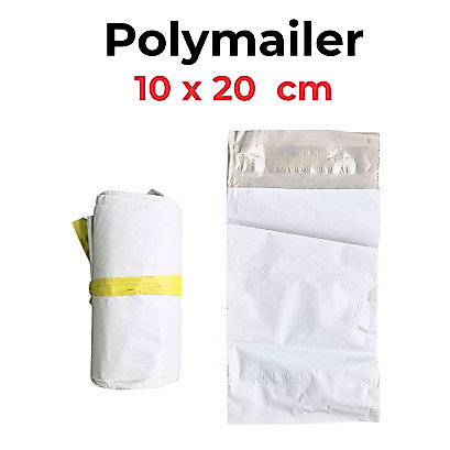 Kantong Plastik 10X20 CM 100 LEMBAR Packing Polymailer Hitam & Putih Tebal Lem Perekat Kuat