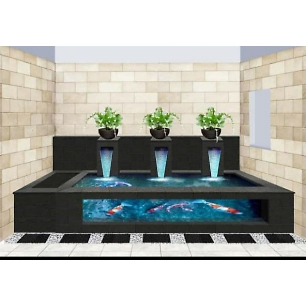 kolam koi minimalis batu alam