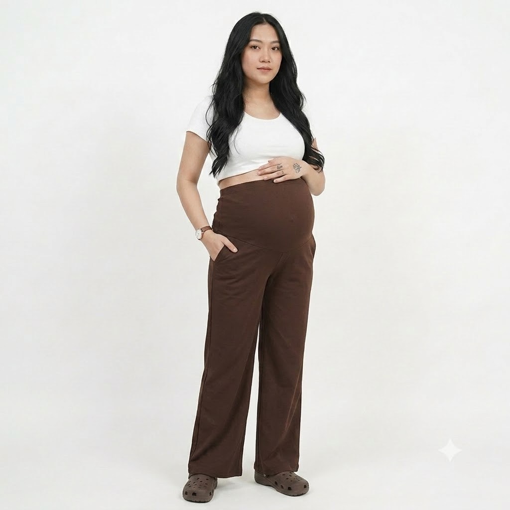 Celana Kulot Hamil Kerja Jumbo Katun Strecth | Palazzo Maternity Pants Loose Wide Leg Bottom Pants