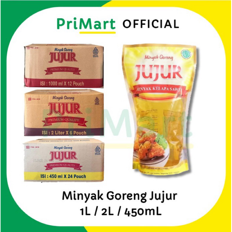 

Minyak Goreng Jujur 1 Liter / 2 Liter / 450ml (bkn 500ml) dus karton premium pouch
