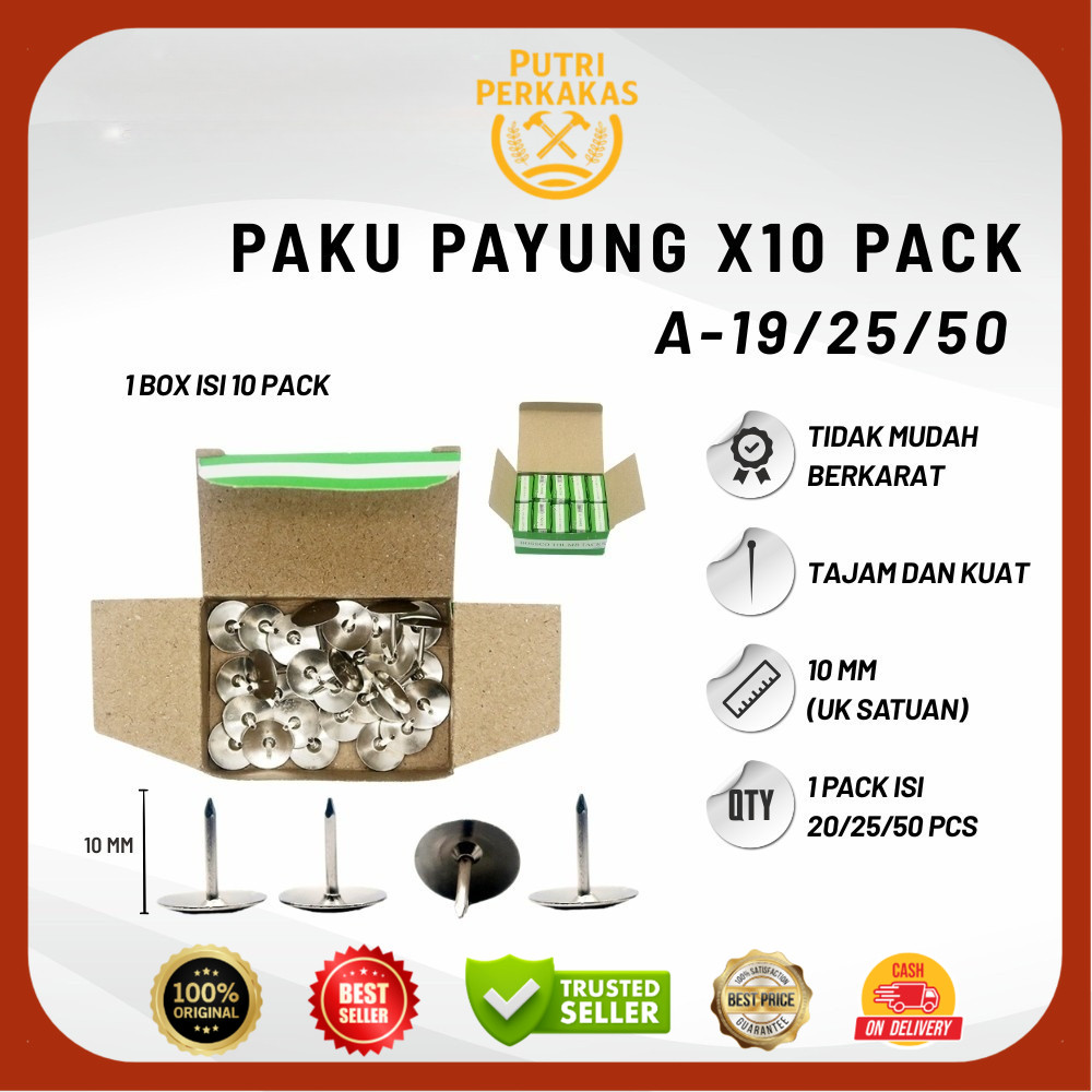 

Paku Pines 1 Box isi 10 pak Thumb Tacks / Pines / Paku Payung