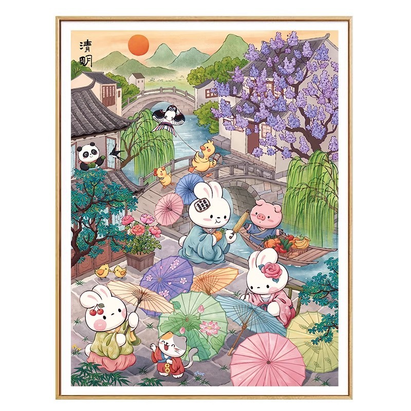 

Rabbits Printed on canvas 9CT 11CT DIY Cross Stitch Sets For Embroidery kit Needlework Home Decor With Needles 42Colors