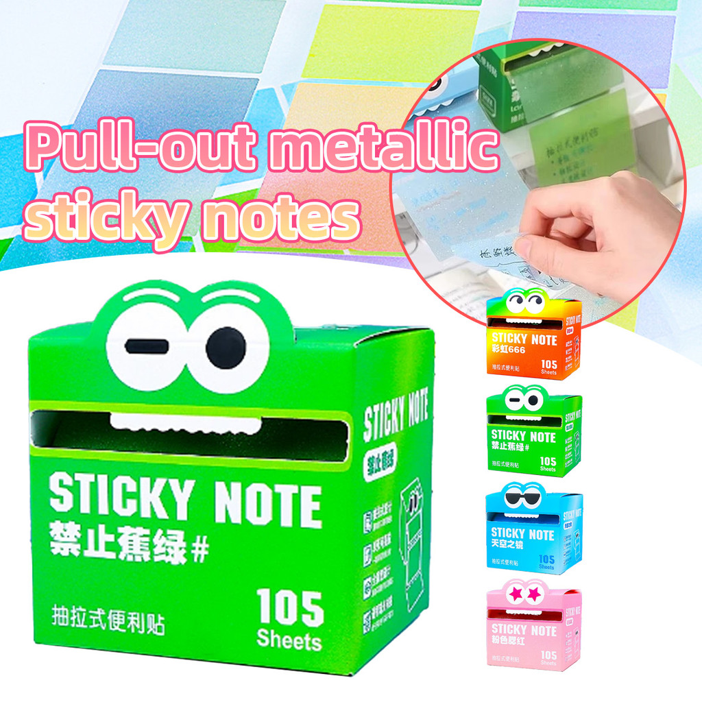 

108 Lembar sticky notes lucu aesthetic Tahan air dan tahan lama, tidak menghalangi Catatan tempel mutiara gradien tarik-tab
