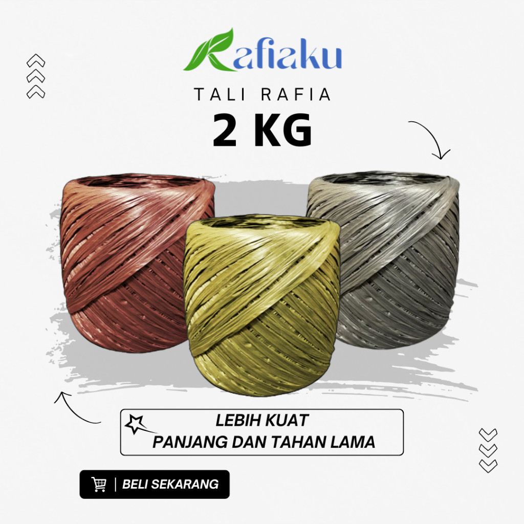 

Rafiaku - Tali rafia 2kg kuat, gulungan padat, tahan panas matahari, ramah lingkungan
