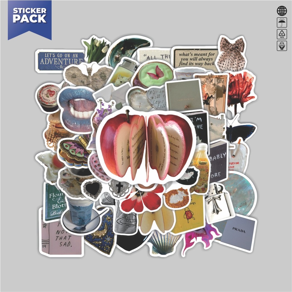 

[100PCS]Stiker Pack Stiker Vintage Aesthetic Aesthetic Vinyl Anti Air Dekorasi Sticker Laptop Buku Journal Koper Helm Casing HP Gitar Helm Skateboard