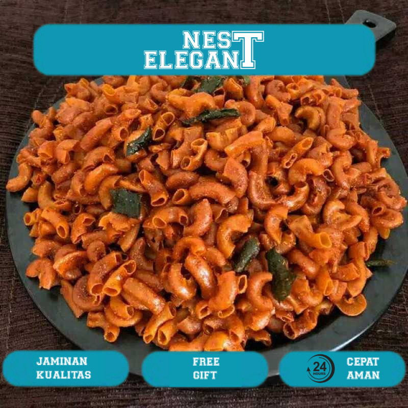 

250 GRAM MAKARONI CIKRUH PEDAS DAUN JERUK TIDAK PELIT BUMBU - CEMILAN VIRAL