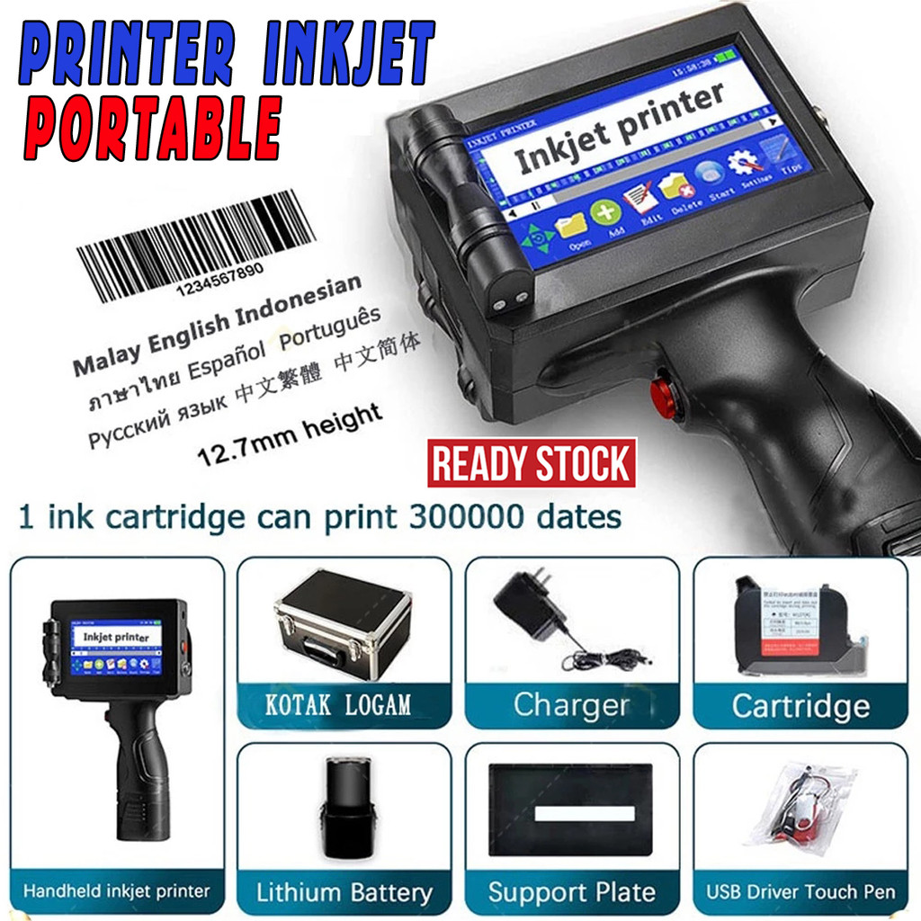 Mesin Tinta Printer Inkjet Genggam Portabel Printer Inkjet Tanggal Otomatis Printer Label Digital Ge