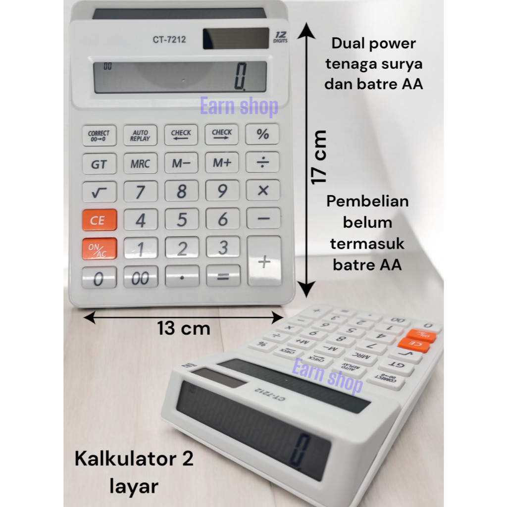 

Kalkulator Citizen CT-7212 - Calculator 2 Display Layar / Check Ulang CT7212 12Digit
