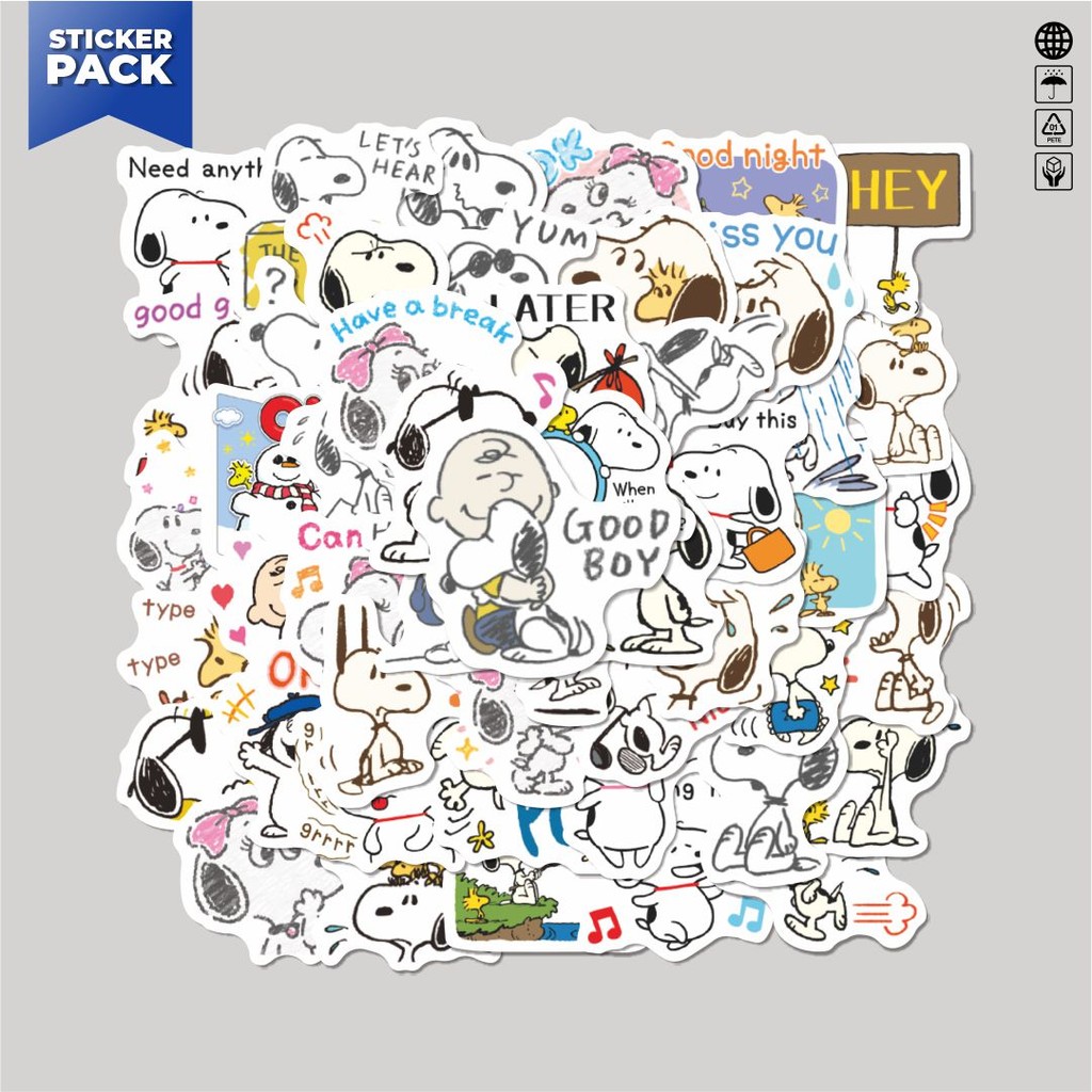 

[100PCS]Stiker Pack Stiker Kartun Snoopy V8 Aesthetic Vinyl Anti Air Dekorasi Sticker Laptop Buku Journal Koper Helm Casing HP Gitar Helm Skateboard
