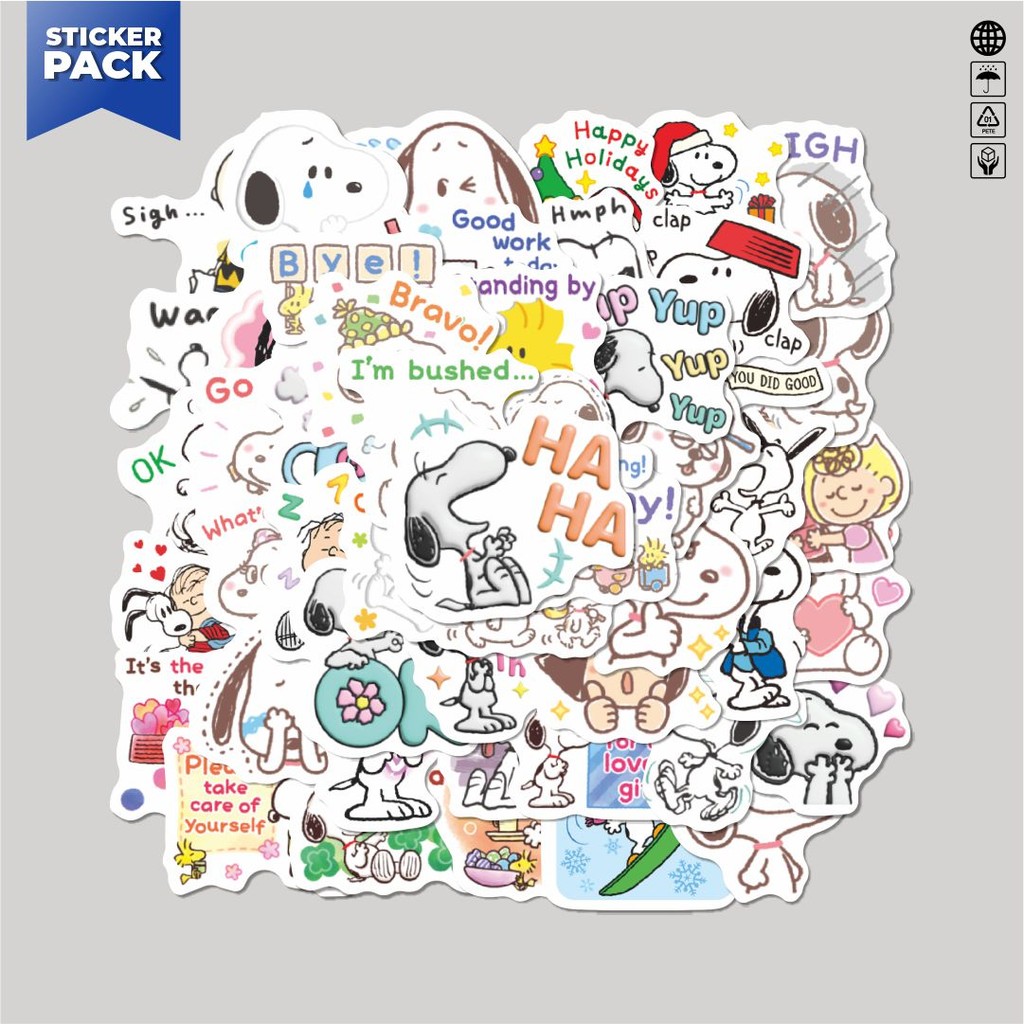 

[100PCS]Stiker Pack Stiker Kartun Snoopy V13 Aesthetic Vinyl Anti Air Dekorasi Sticker Laptop Buku Journal Koper Helm Casing HP Gitar Helm Skateboard