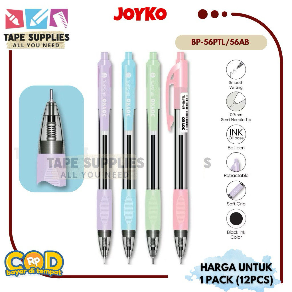 

New (12PCS) Pulpen Cetek JOYKO BP-56PTL/BP-56AB BALL PEN (Pena) Bagus JOYKO!!!Premium