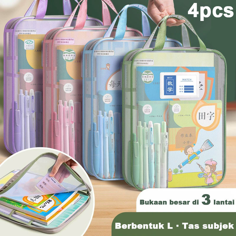 

New Document Bag Transparan 3 Lapis / Tas Folder Portabel Jaring Penyimpanan Kertas / File Holder Lucu/ Map DokumenPremium