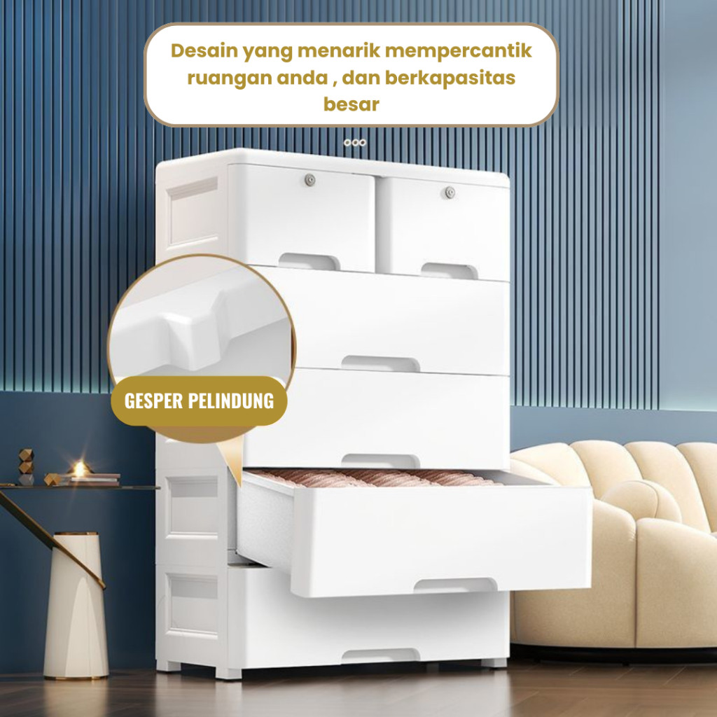 Kabinet Drawer Storage Cabinet  Lemari Pakaian Plastik 5 susun Loker Plastik TERLARIS