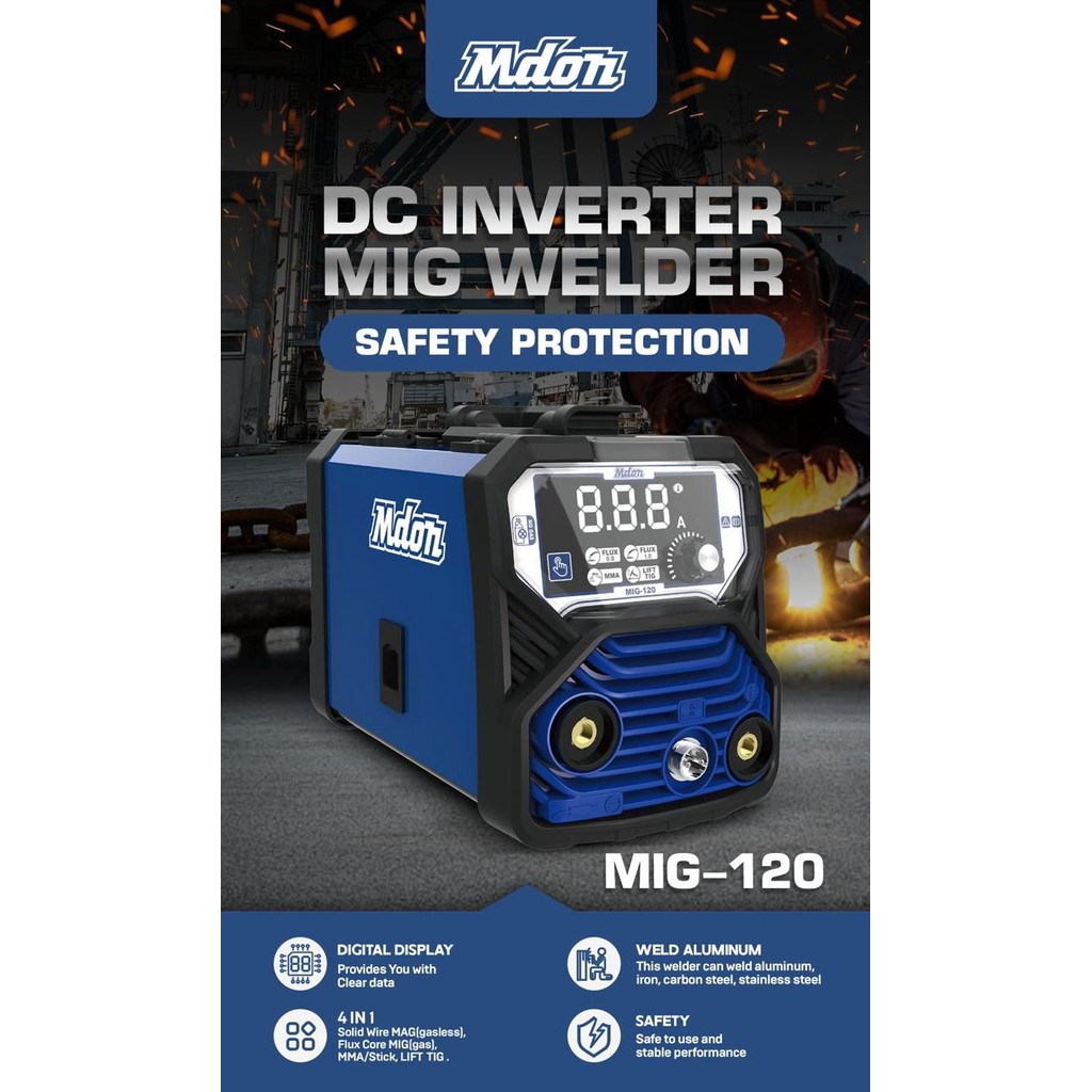 Mesin Las MIG 120 Amper MDON Kawat Las Rol Tanpa Gas Murah