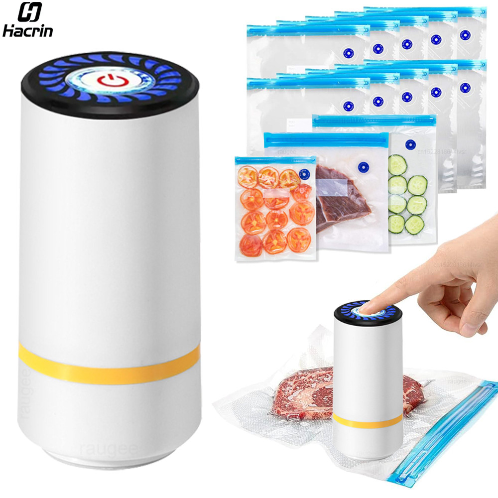 

Elecrtric Vacuum Sealer Pump Portable Handheld Vacuum Sealer Pump with Reusable Zipper Vacuum Bags BPA-Free Vacuum Packaging Bag