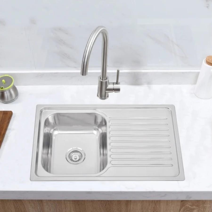 

Bak Cuci Piring BCP Kitchen Sink 1 Lubang Sayap 80x50 Techno Sink Stainless wastafel cuci piring 1 set