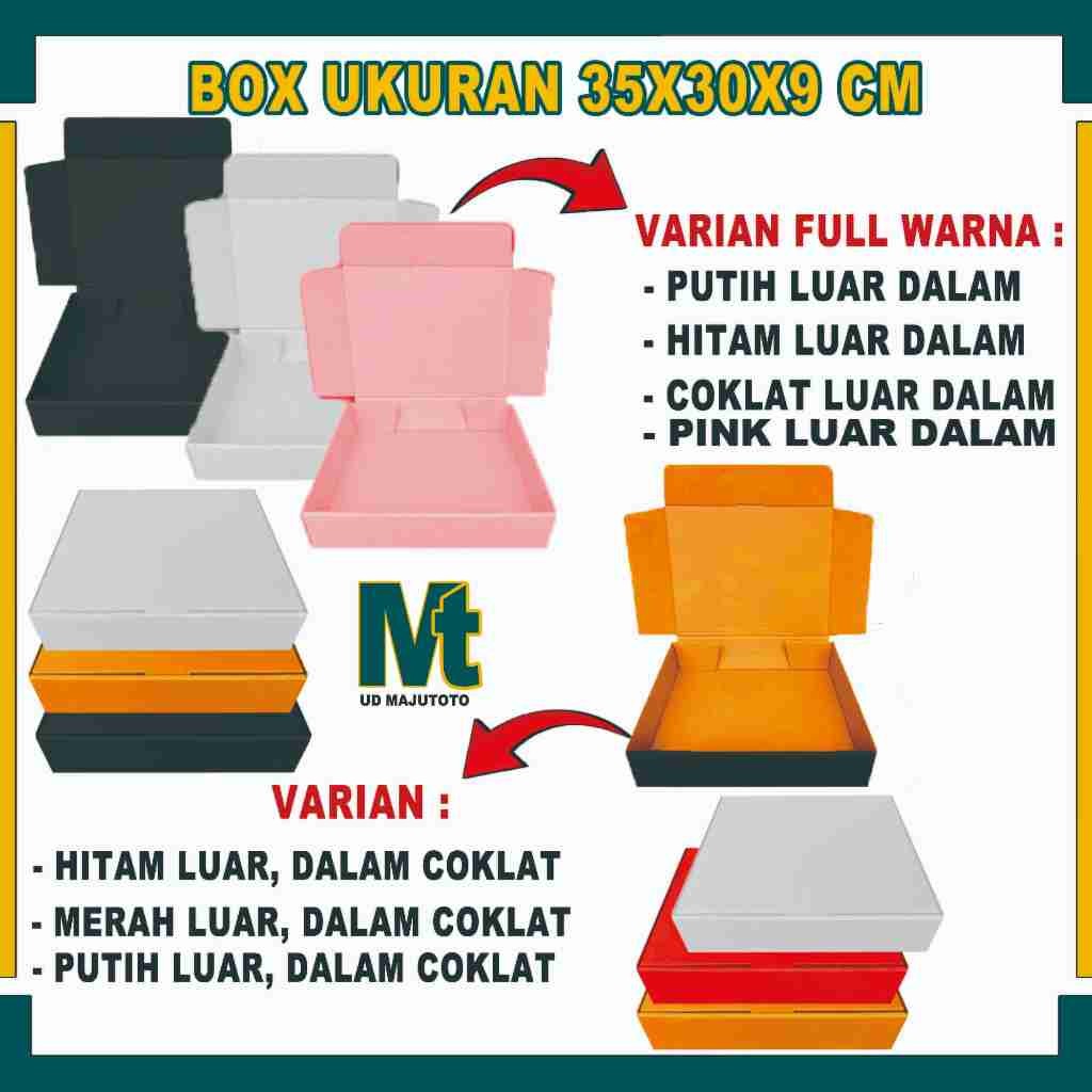 

Box 35x30x9 Cm / Box Lipat Depan / Kardus Hampers / Kotak Kado / Baju / Tshirt