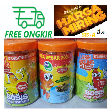 

Sosis Siap Makan - Sosis SO-Nice Extra 20% - 1 toples = 24 sosis