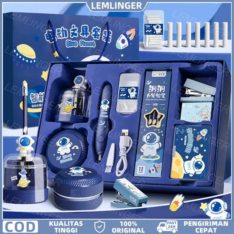 

【LEMLINGER】12 IN 1 Alat Tulis Elektrik Set Perlengkapan Otomatis Anak Perempuan Kado Set Alat Tulis Elektronik Rautan Penghapus Vacuum Pencil