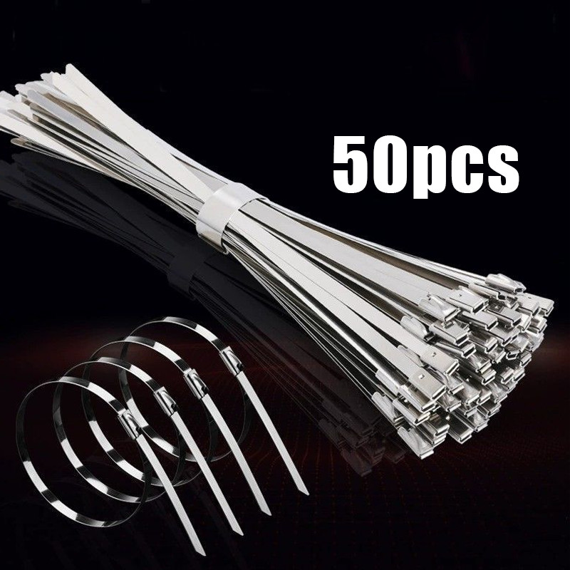 

50pcs Kabel Ties Stainless Steel Anti Karat Multifungsi 4.6x100/150/200mm Kabel Ties Stainless Tali Besi Anti Karat 304