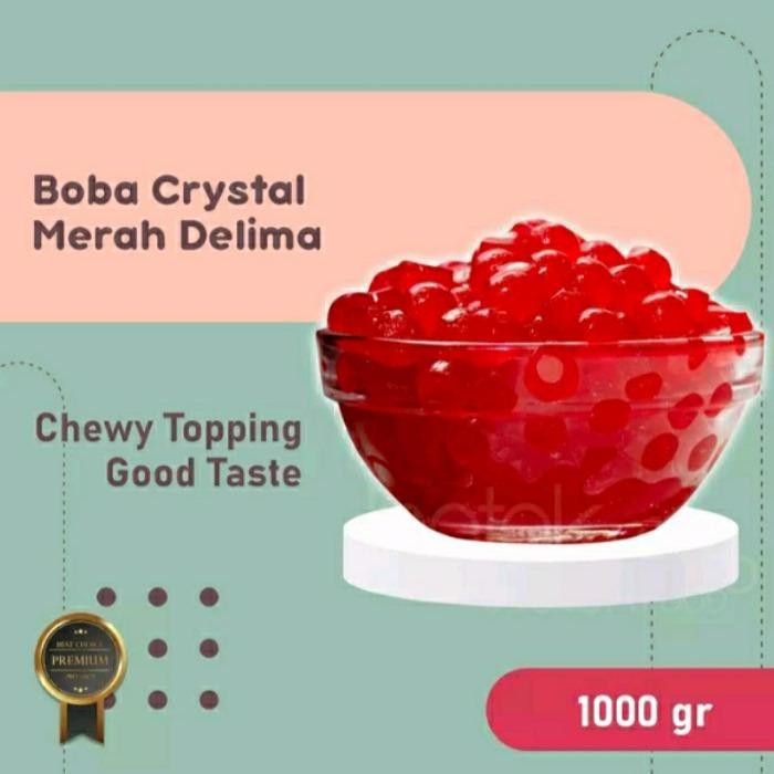 

PROMO! Boba kristal jelly pearl bublle mutiara agar ager jeli bola merah delima red crystal bening hitam klasik black crystal brown caramel peach sakura topping desert minuman viral kekinian praktis siap saji 1000 g - merah delima