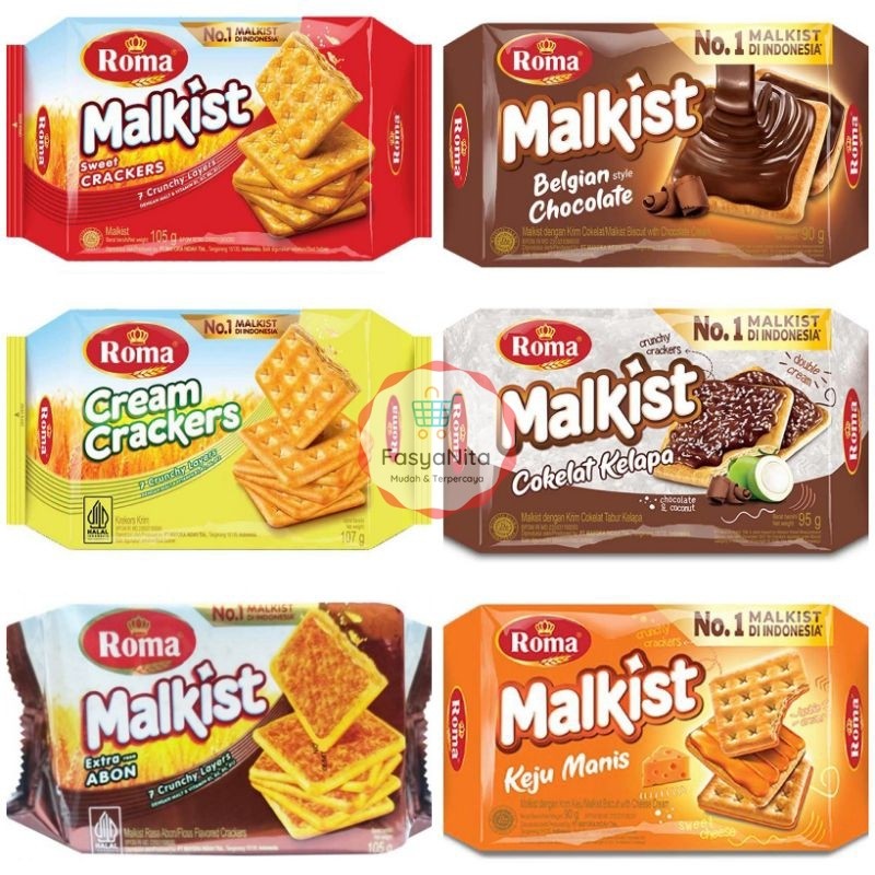 

Roma Aneka Malkist Crackers keju manis cokelat kelapa cream abon original - Fasyanita Denpasar - AJM