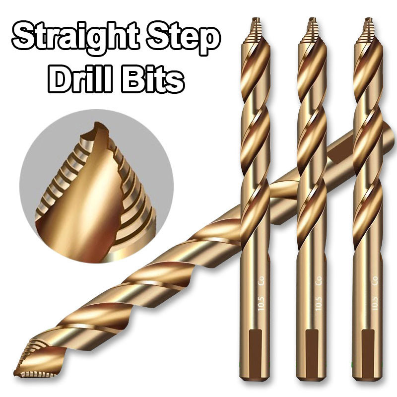 

Cobalt Step Twist Drill Bit, M35 High Speed Steel Straight Shank Drill (3-13mm) for Metal Stainless Steel Iron