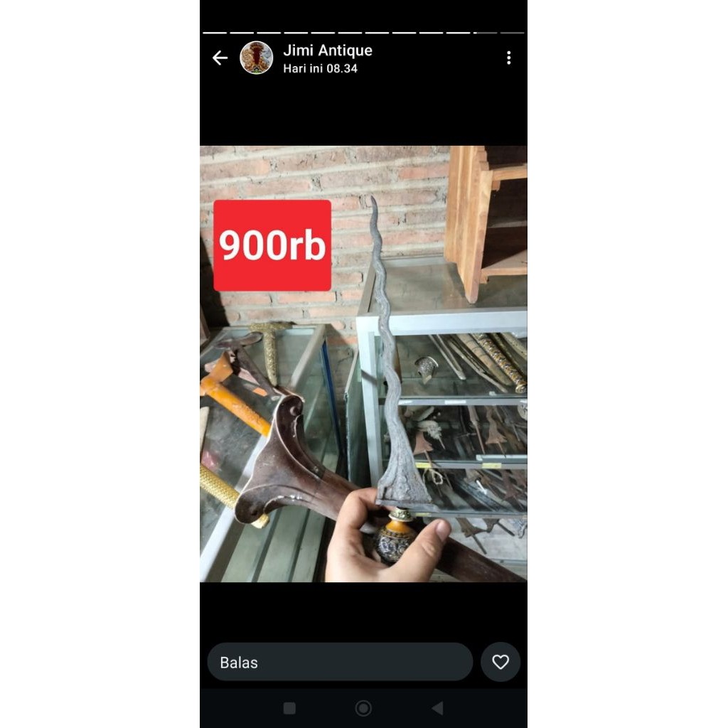 keris sengkelat sepuh Majapahit pamor banyu Mili warangka ladrang termurah
