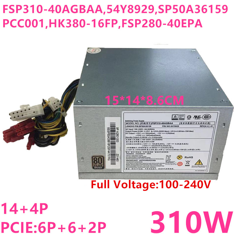 New Original PSU For Lenovo H81 Q87 14Pin 310W Power Supply FSP310-40AGBAA 54Y8929 SP50A36159 PCC001