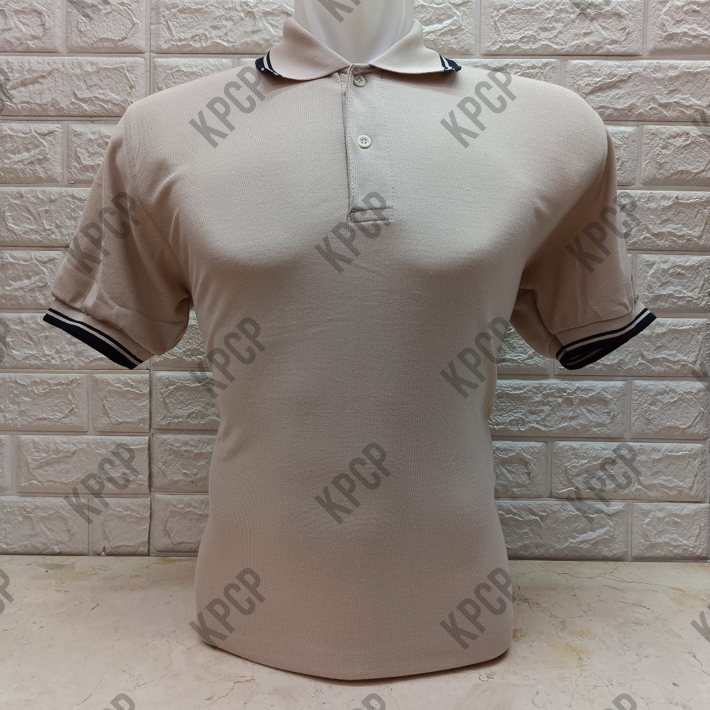 Kaos kerah pria polos Cream | kaos polo shirt kerah list polos
