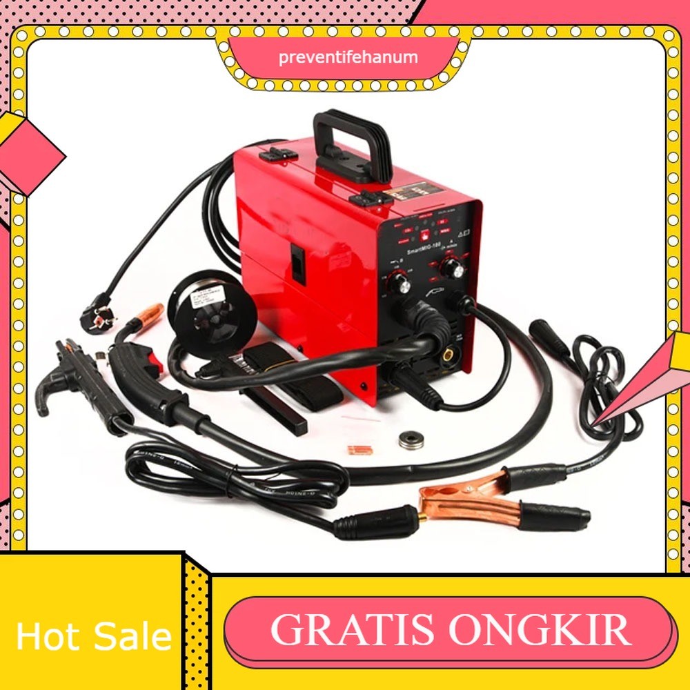 REDBO Mesin Las MIG-120 450 Watt: Inverter Tanpa Gas Efisiensi Tinggi, Set Lengkap Alat Las Listrik,