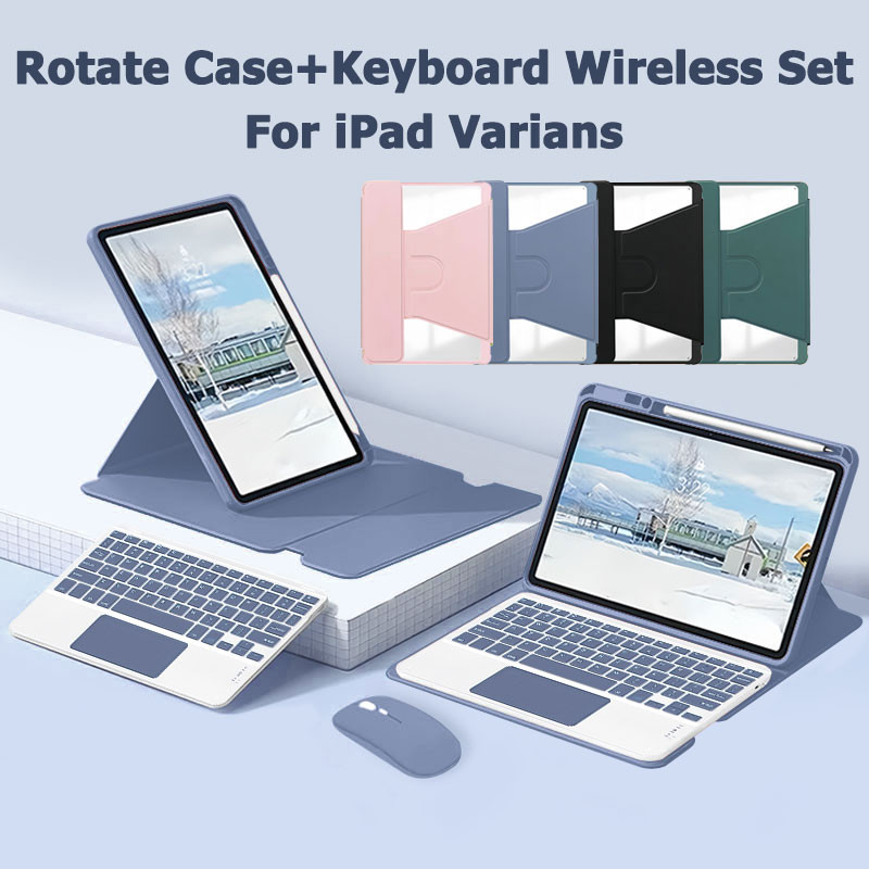 Case iPad Wireless Keyboard Mouse Set For iPad Gen 7/8/9/10/11/Pro 11/Air 5/4/3/6 360° Rotate Casing