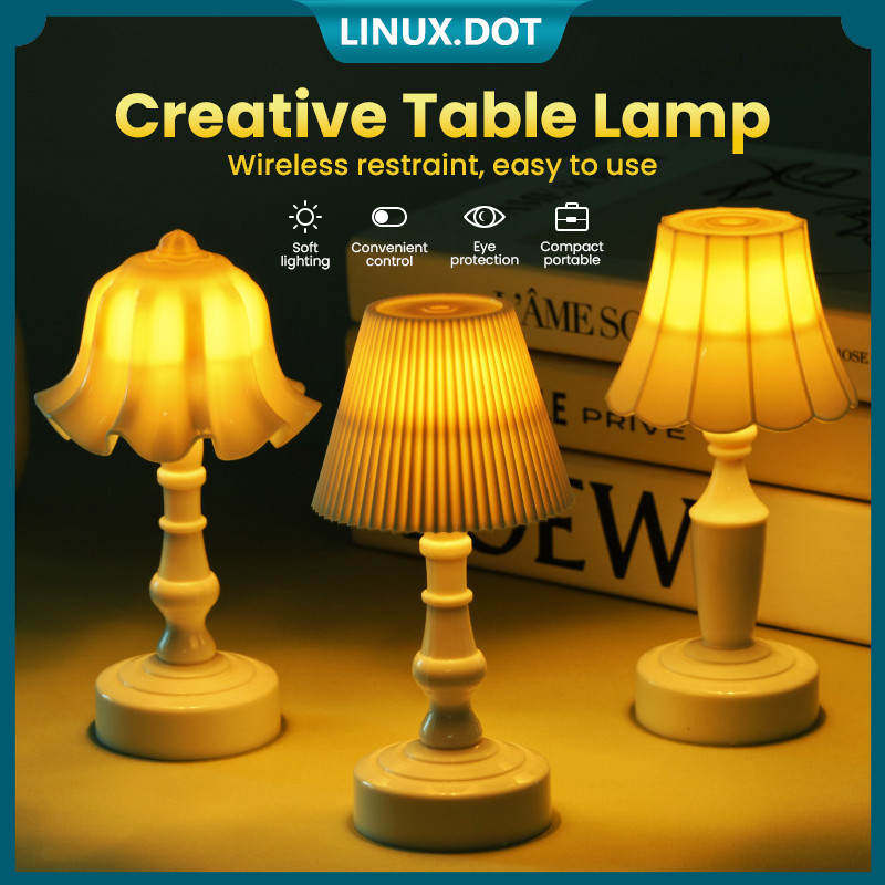 LED Lampu Malam Lampu Samping Tempat Tidur Lampu Dekoratif Lampu Meja Mini (Termasuk Baterai)