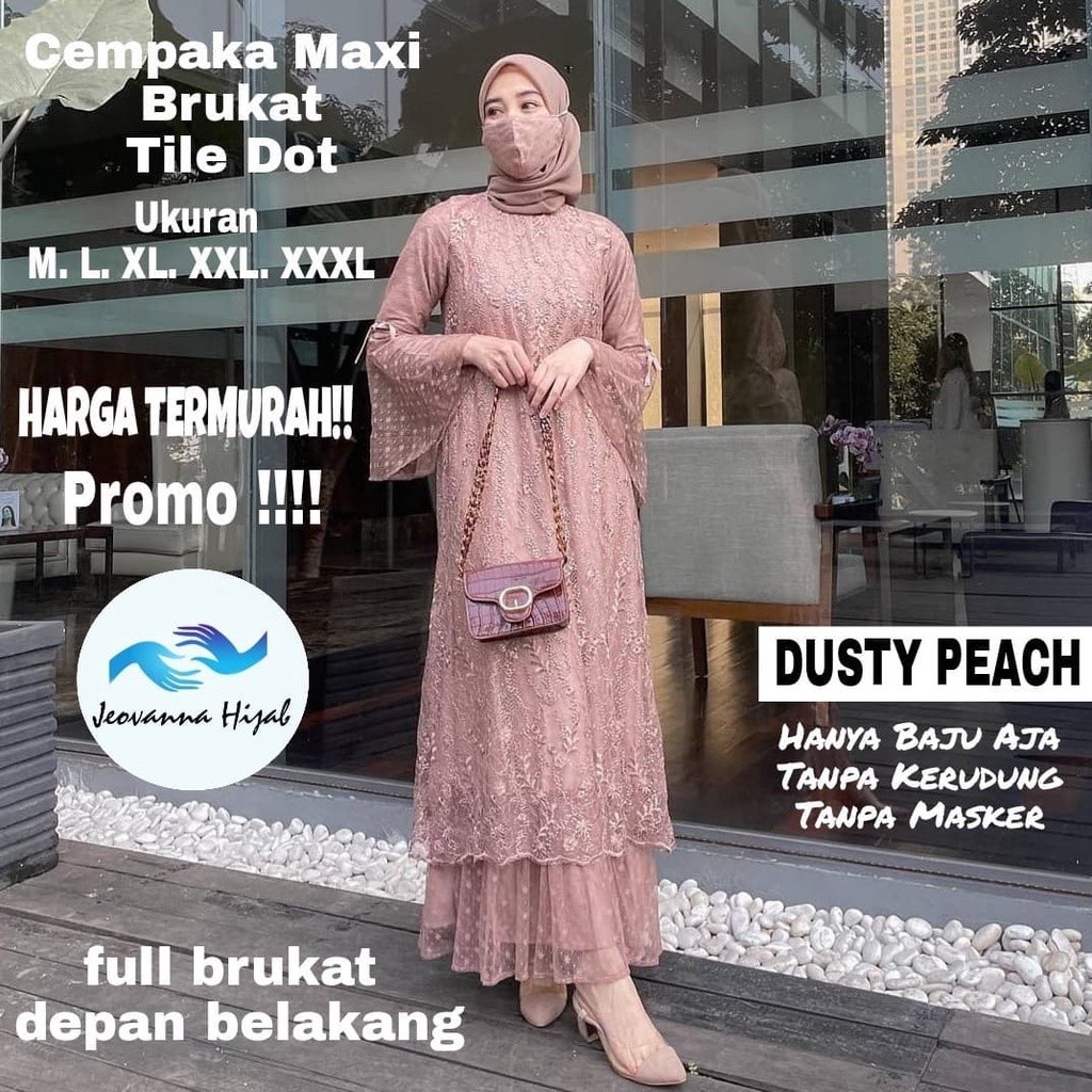 PAPESZ Gamis CEMPAKA brokat tile mutiara JUMBO / Gamis wanita brokat / Gamis brokat muslimah / Gamis
