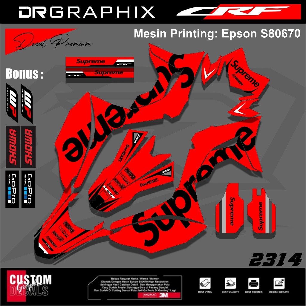 Decal Sticker - Stiker Dekal Honda CRF 150 L MOTIF SUPREME