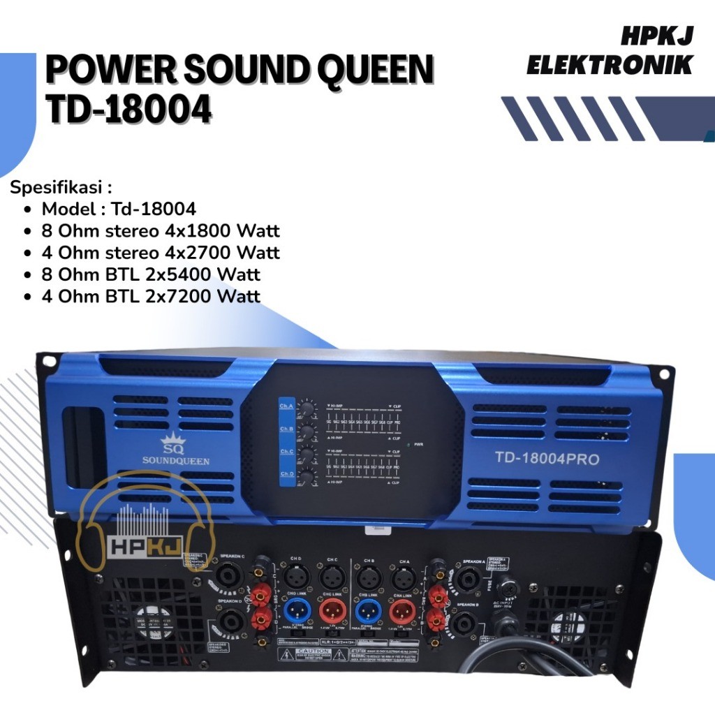POWER AMPLIFIER SOUNDQUEEN TD 18004 Power SQ TD18004 Power Amplifier 4 Channel 4x1800 Watt
