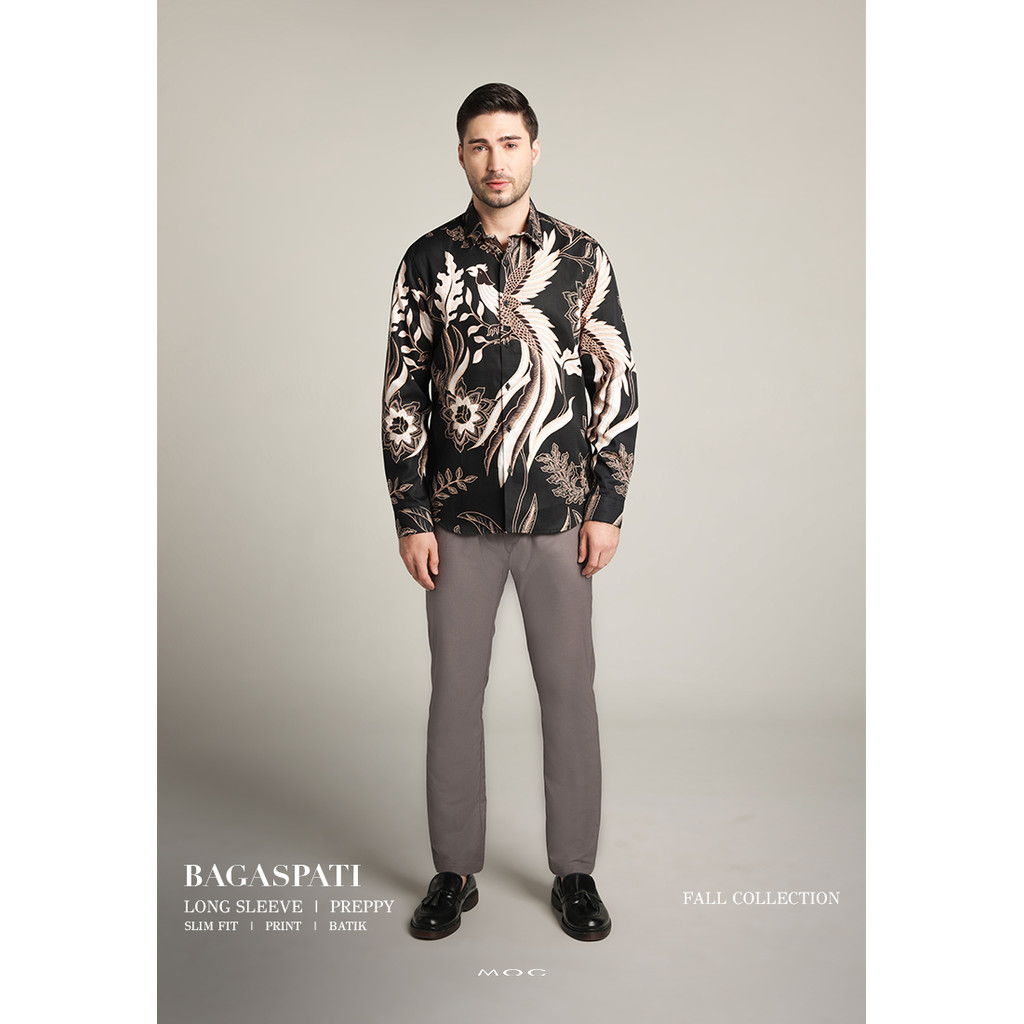 MOC - Kemeja Batik Pria Lengan Panjang Bagaspati - Black